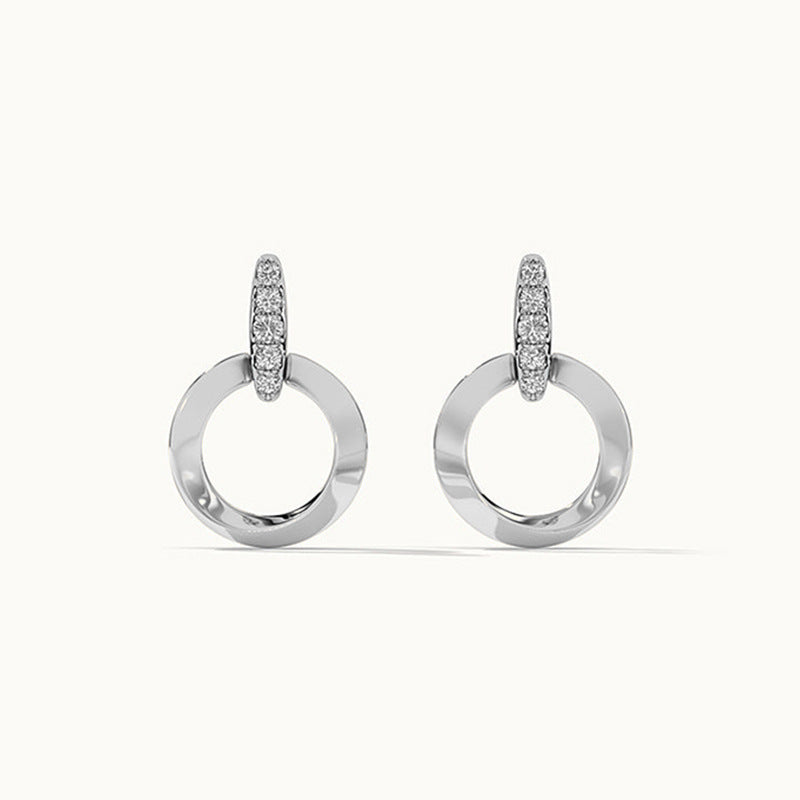 “Vintage Orbit” S925 Sterling Silver Round Stud Earrings with Sparkling Accents