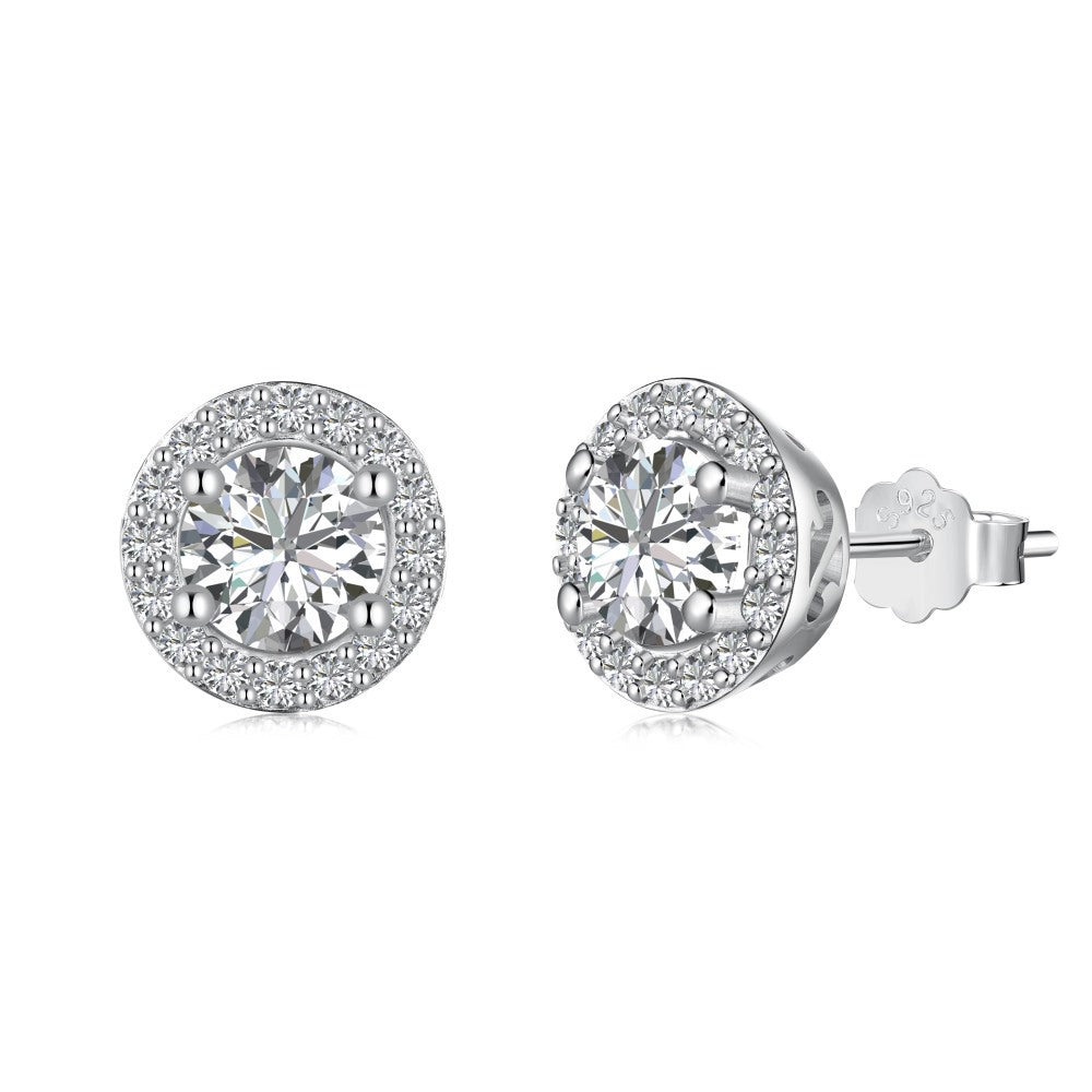 “Prism Halo” S925 Sterling Silver Round-Cut Jewelry Set
