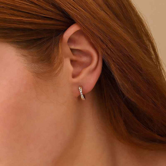 925 Sterling Silver Pavé Crossover Huggie Earrings – Luxe Curve