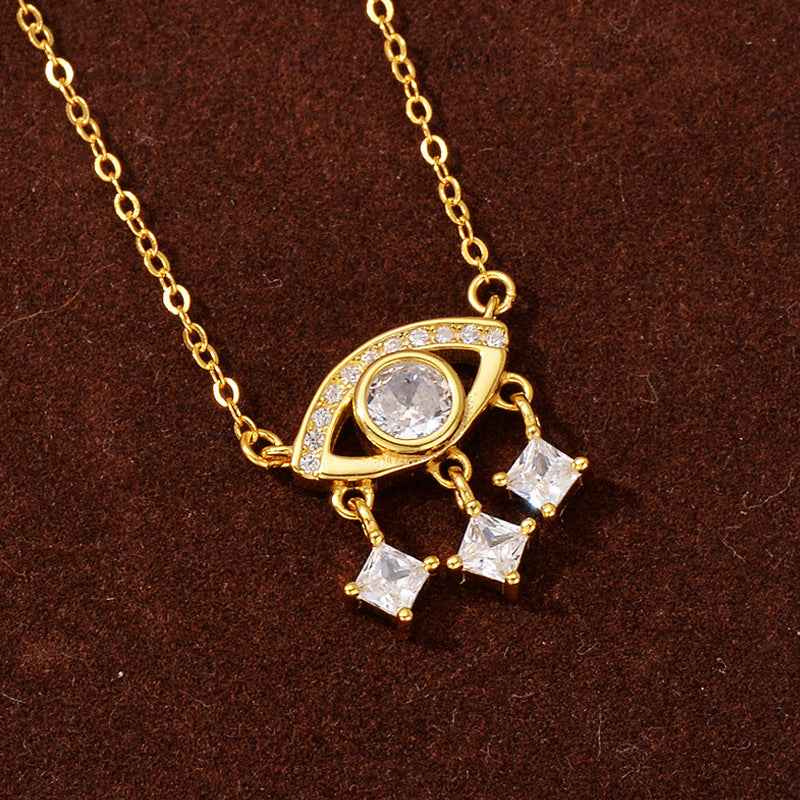 925 Sterling Silver Eye of Grace Pendant Necklace 18K Gold Plated Zircon Eye Charm Necklace
