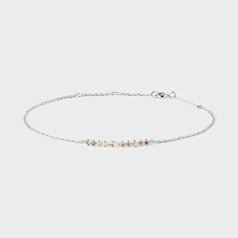 “Color Muse” S925 Sterling Silver Multicolor Zircon Heart Bracelet