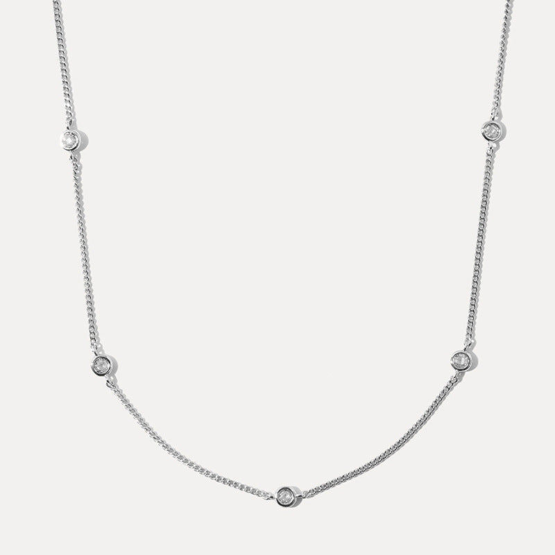 “Lumiere Circle” S925 Sterling Silver Zircon Geometric Necklace