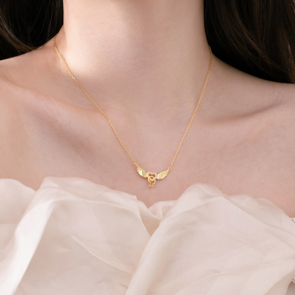 925 Sterling Silver Winged Heart Pendant Necklace