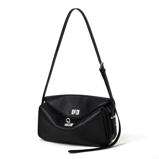 Women's Genuine Leather Envelope Flap Bag with Twist-Lock