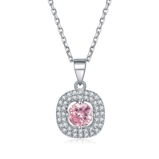 925 Sterling Silver Pink Zircon Jewelry Set – Pink Halo Symphony