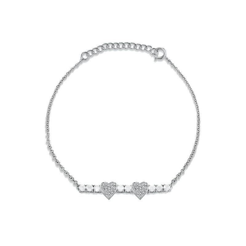 “Heartline Luxe” S925 Sterling Silver Zircon Heart Bracelet