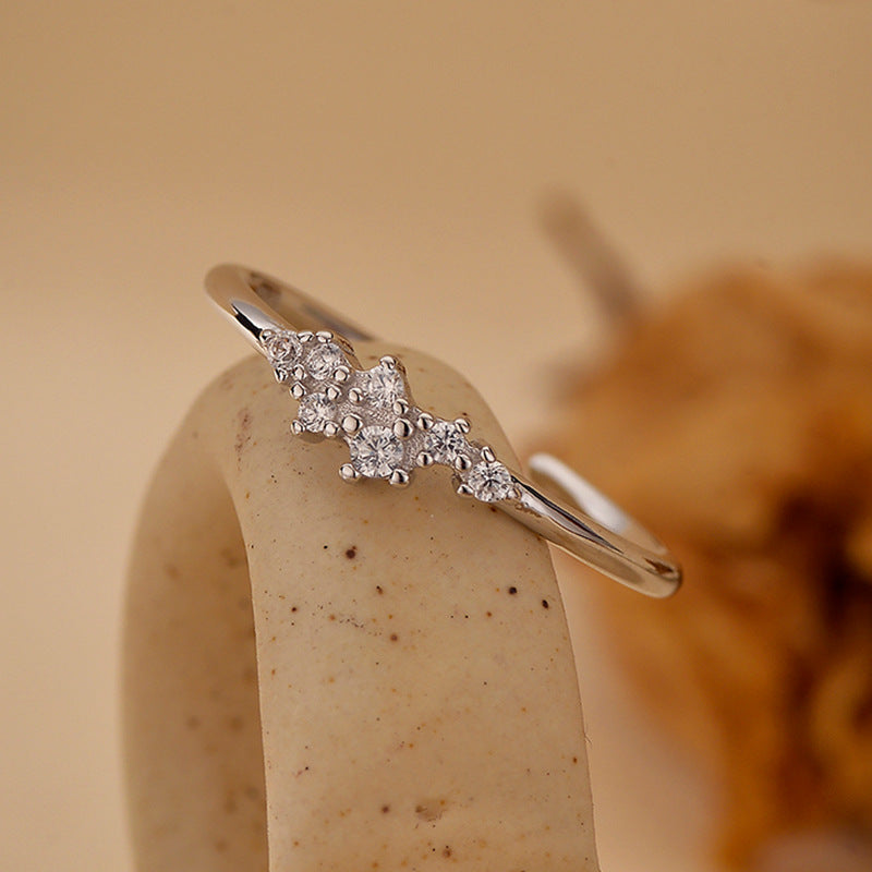 “Petite Halo” S925 Sterling Silver Micro-Set Zircon Open Ring