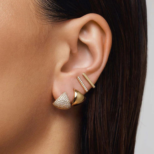 “Trielle Spark” S925 Sterling Silver Pavé Triangle Hoop Earrings