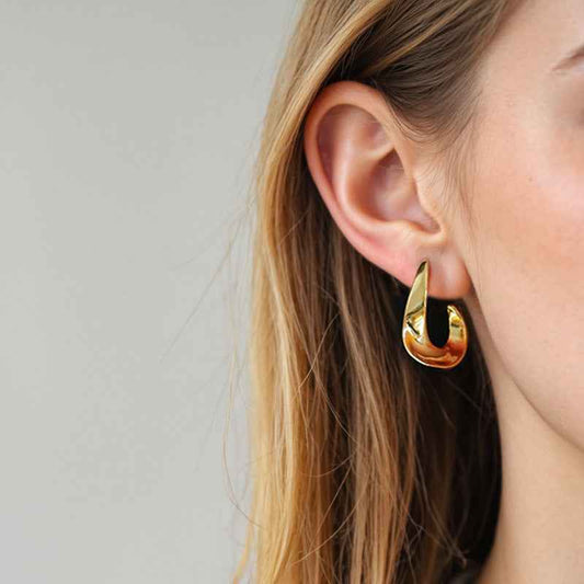 925 Sterling Silver Twist Arc Sculptural Earrings 18K Gold Plated Earrings