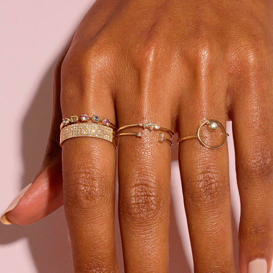 “Petite Halo” S925 Sterling Silver Micro-Set Zircon Open Ring