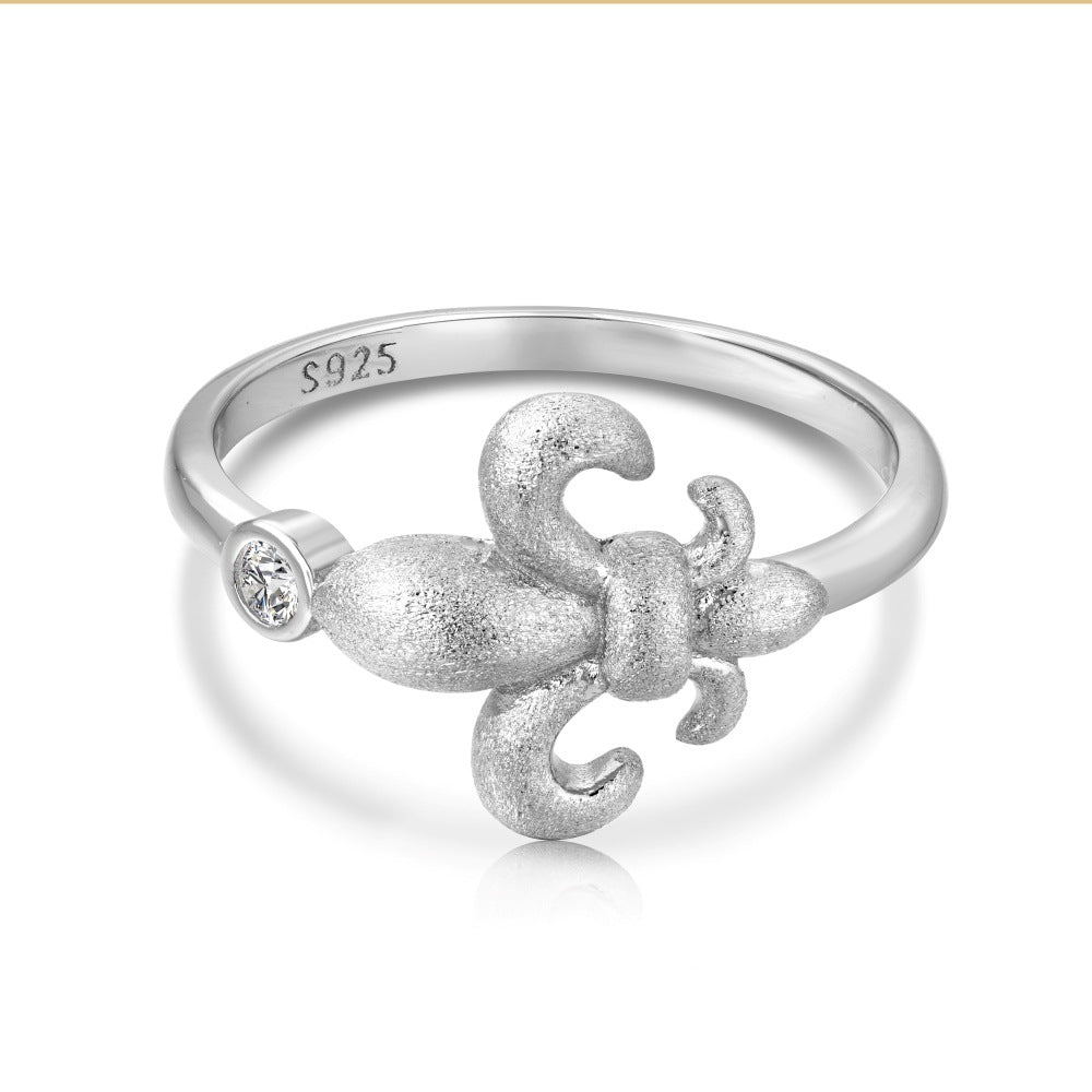 S925 Sterling Silver Iris Bloom Pinky Ring Floral Zircon Adjustable Dainty Ring