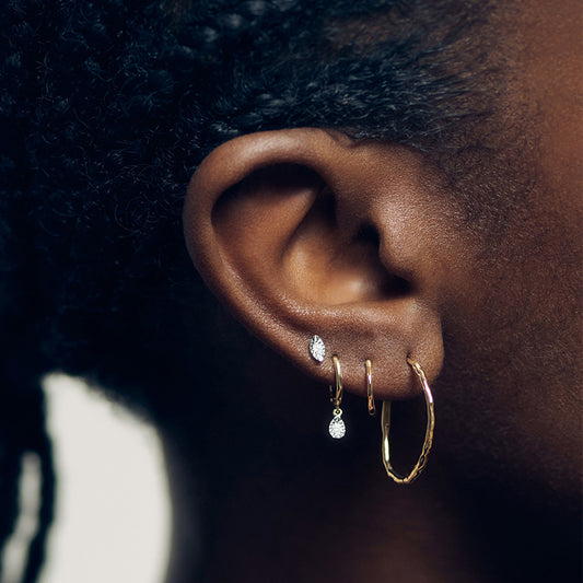 “Sculpted Line” S925 Sterling Silver Irregular Geometric Huggie Hoop Earrings