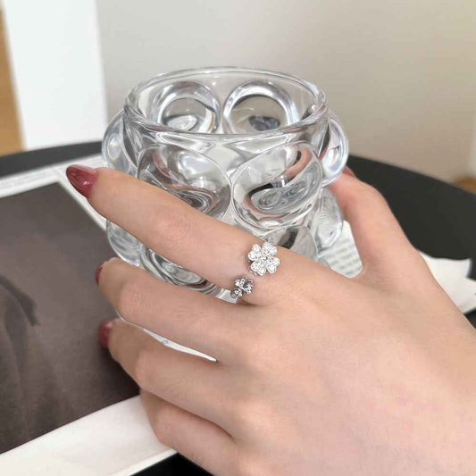 925 Sterling Silver Heart Clover Open Ring – Clover Serenade