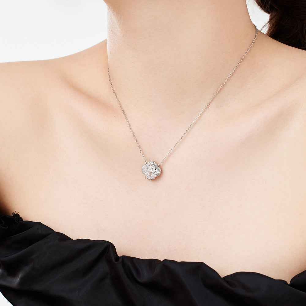 Clover Brilliance Pavé Clover Jewelry Set with Zircon in S925 Sterling Silver