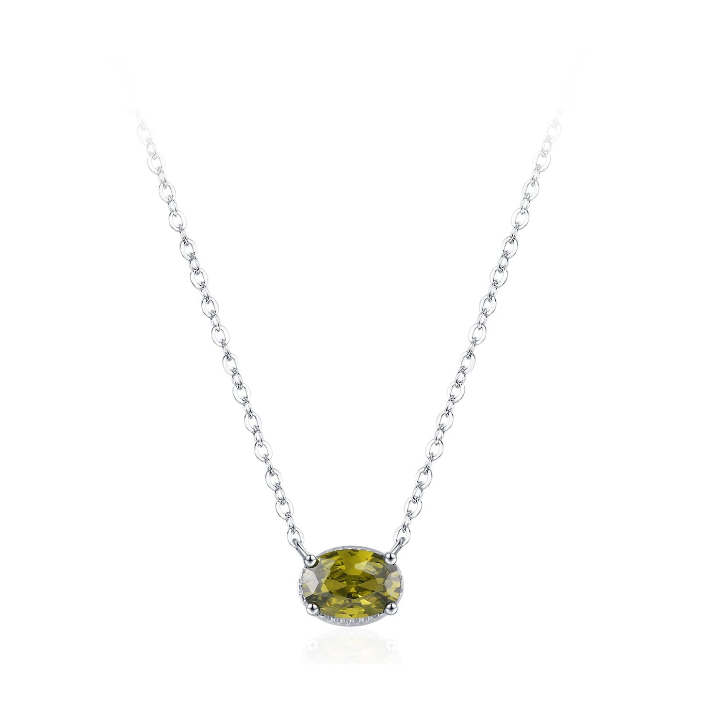 Olive Glow Green Zircon Necklace Ring Set 925 Sterling Silver
