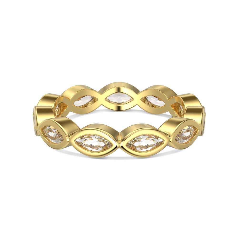 925 Sterling Silver Infinity Marquise Full-Eternity Zircon Ring 18K Gold Plated