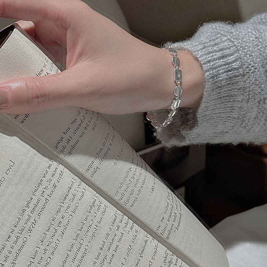 925 Sterling Silver Matte Geometric Link Bracelet – Matte Geometry