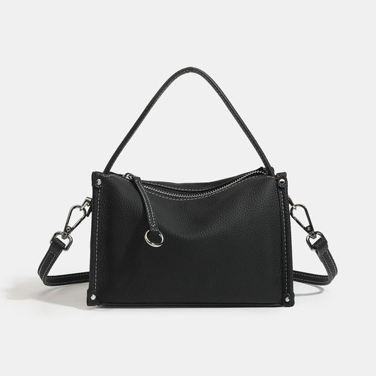 Women's Pebbled Cowhide Foldover Crossbody Clutch Bag