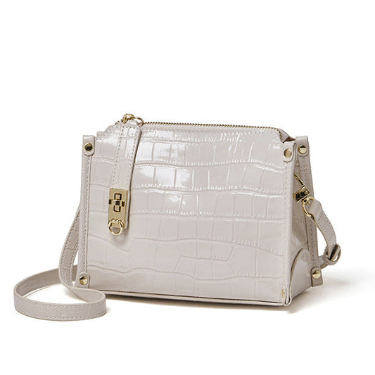 Women's Glossy Croc-Embossed Cowhide Structured Satchel