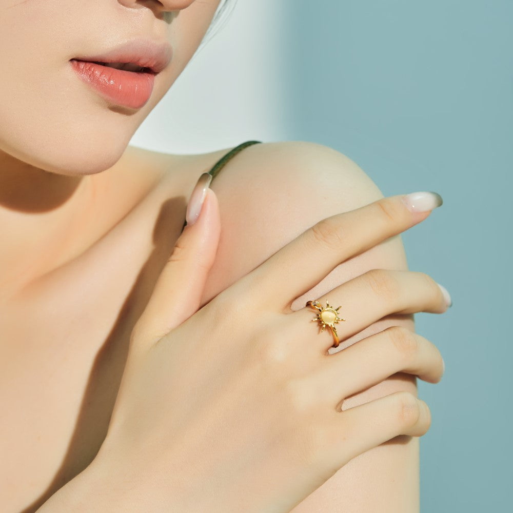 925 Sterling Silver Rotating Sun Moonstone Ring – Sun Calma