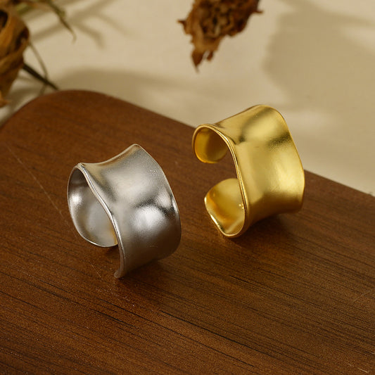 “Modern Curve” S925 Sterling Silver Open Adjustable C-Shaped Ring