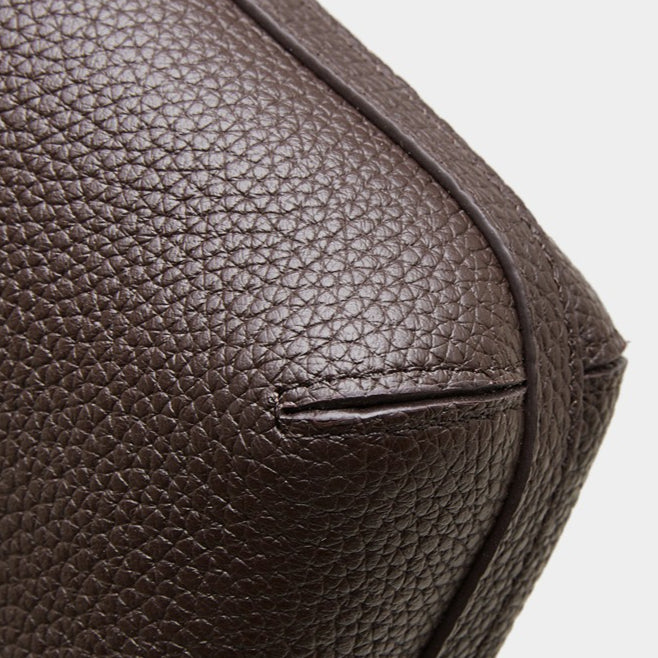 Women's Pebbled Cowhide Bucket Bag with Detachable Inner Pouch
