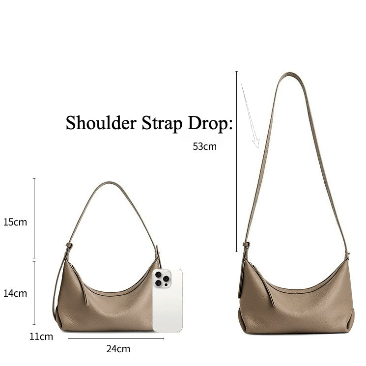 Women's Pebbled Cowhide Slouchy Hobo Bag with Hidden Strap