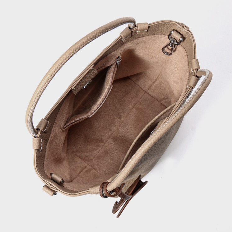 Women's Pebbled Cowhide Elephant Charm Mini Bucket Bag