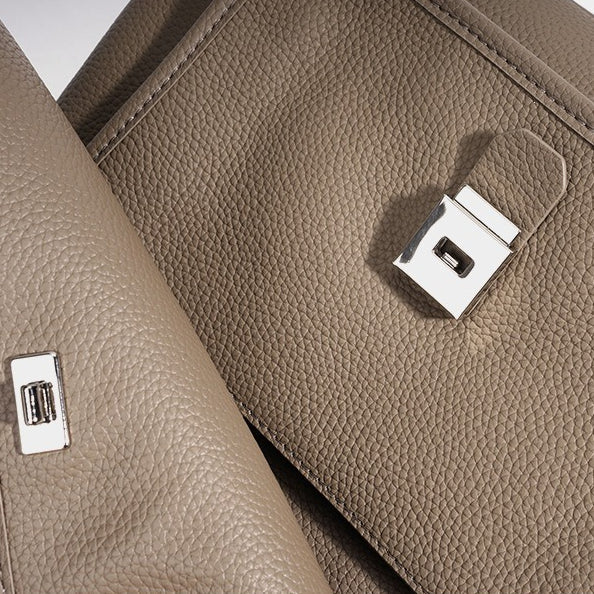 Women's Pebbled Cowhide Flap Messenger Bag with Adjustable Strap