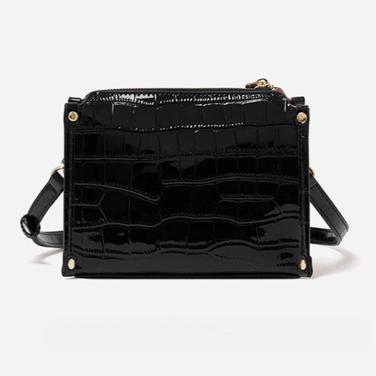 Women's Glossy Croc-Embossed Cowhide Structured Satchel