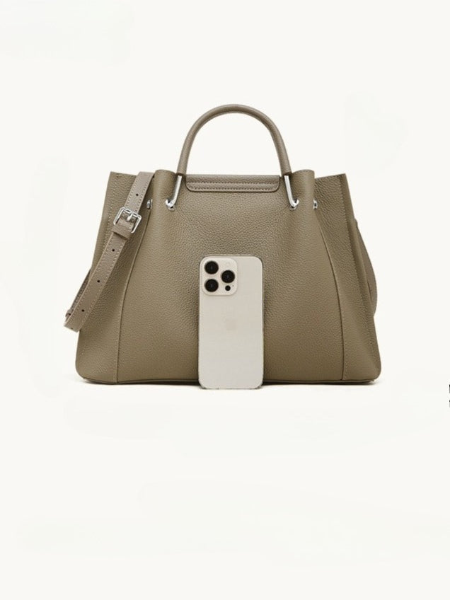 Women's Full-Grain Pebbled Cowhide Trapezoid Tote