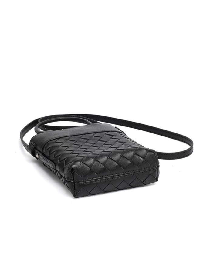 Women's Woven Lambskin Mini Tote with Adjustable Strap
