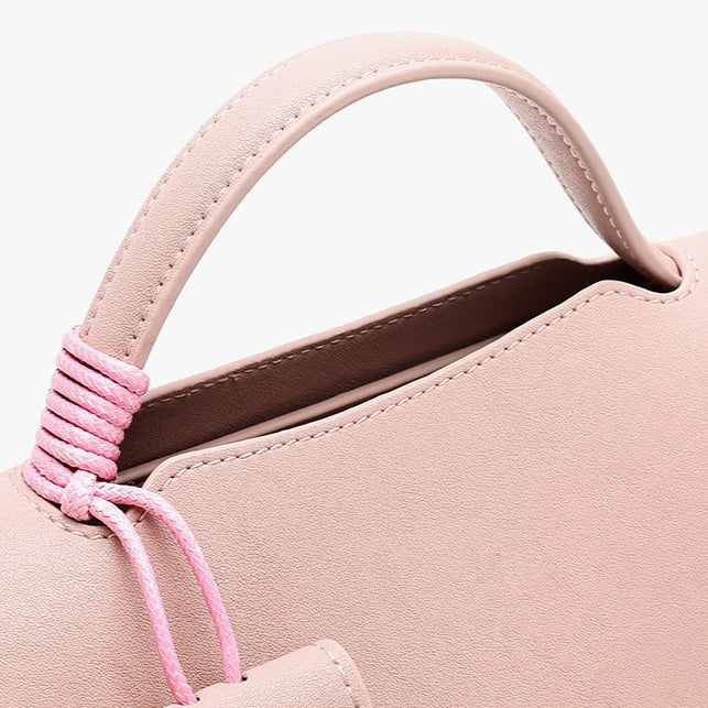 Women's Genuine Leather Square Flap Bag with Magnetic Closure