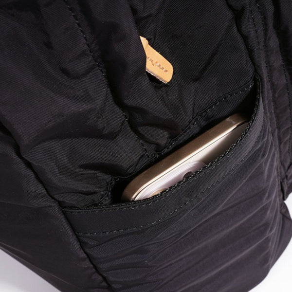 Women's Nylon Backpack with Genuine Leather Trim and Multiple Pockets