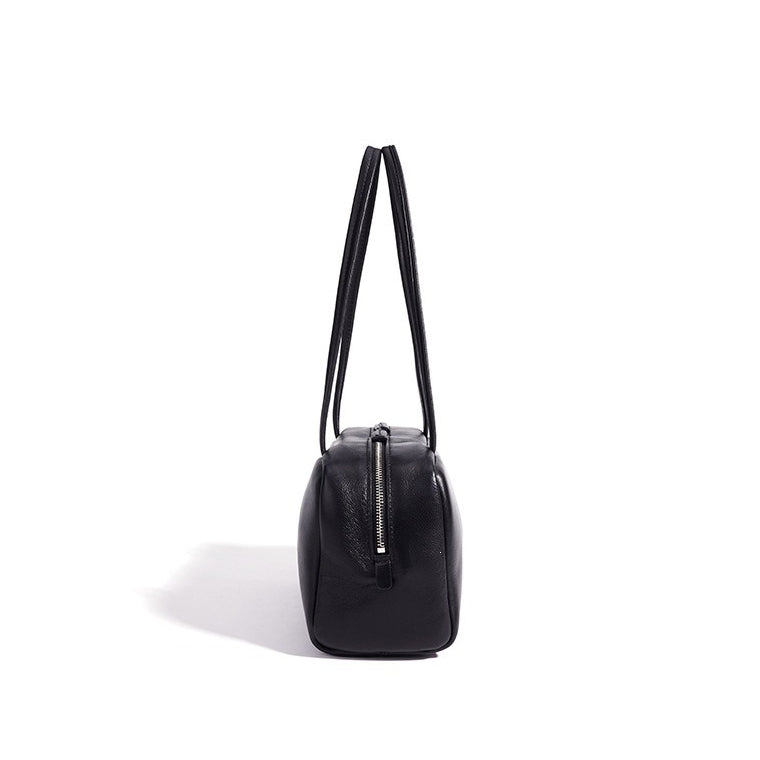 Women's Genuine Sheepskin Bowling Bag with Double Zipper
