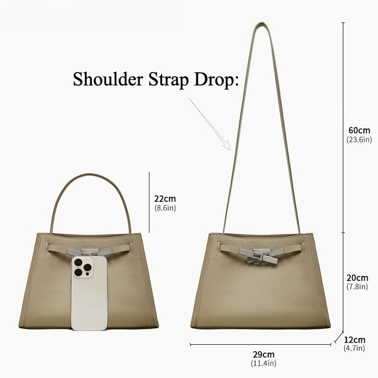 Women's Pebbled Cowhide Bucket Tote with Dual Straps