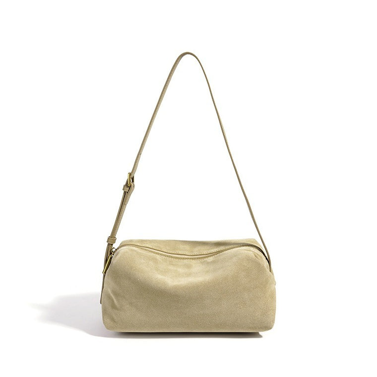 Women's Suede Leather Slouchy Clutch Bag with Adjustable Strap