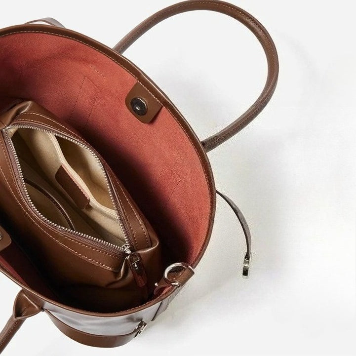 Women's Top-Grain Cowhide Convertible Tote with Inner Pouch