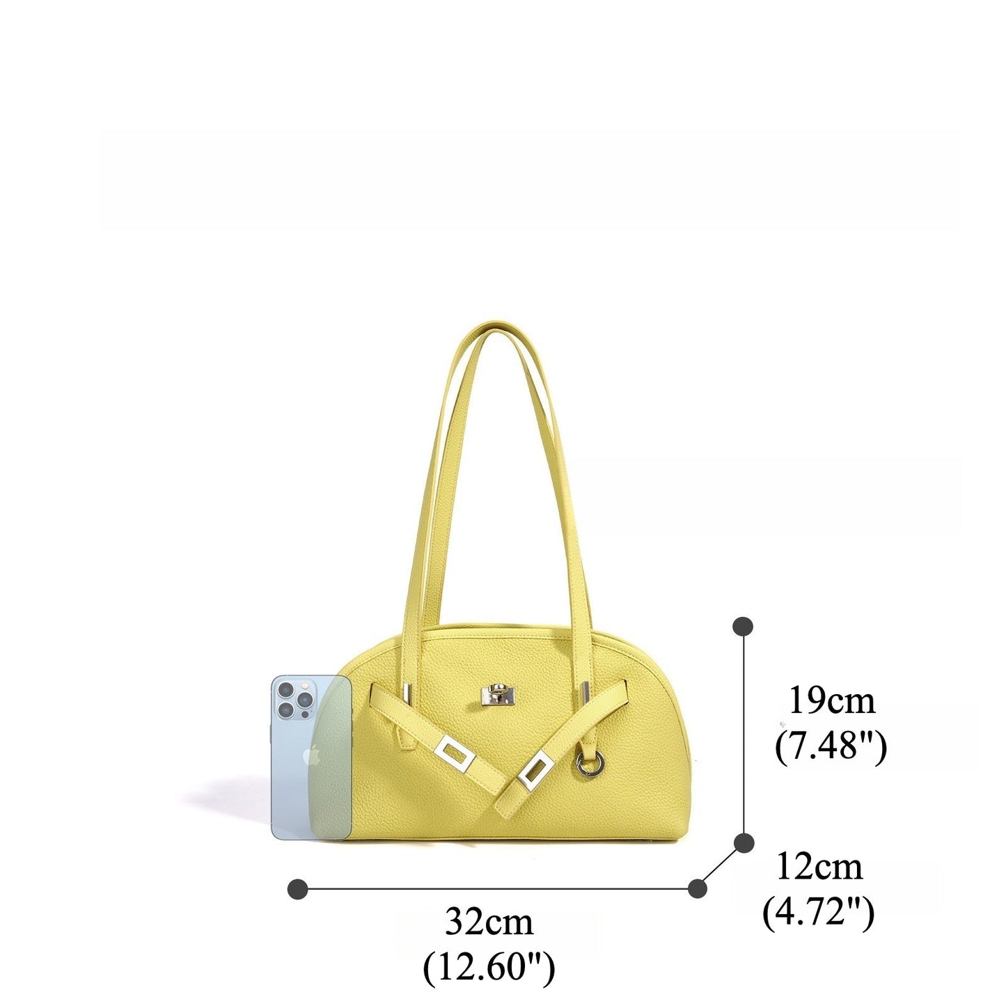 Women's Pebbled Cowhide Half-Moon Tote Bag with Quilted Liner