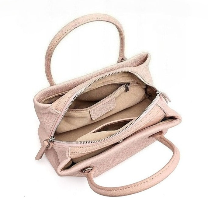 Women's Pebbled Cowhide Mini Tote Bag with Detachable Strap
