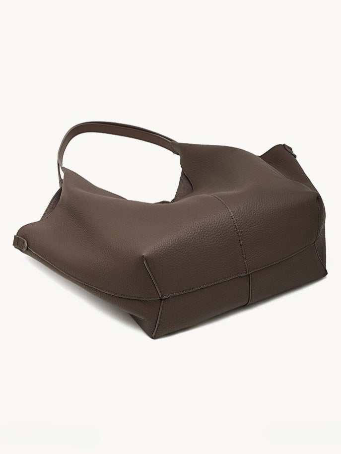 Women's Pebbled Cowhide V-Cut Hobo Shoulder Bag
