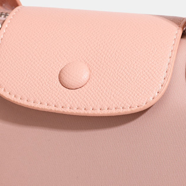 Women's Lightweight Nylon Dumpling Bag with Leather Trim