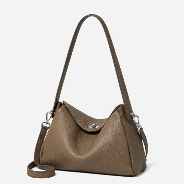 Women's Lychee-Grain Cowhide Convertible Hobo Bag