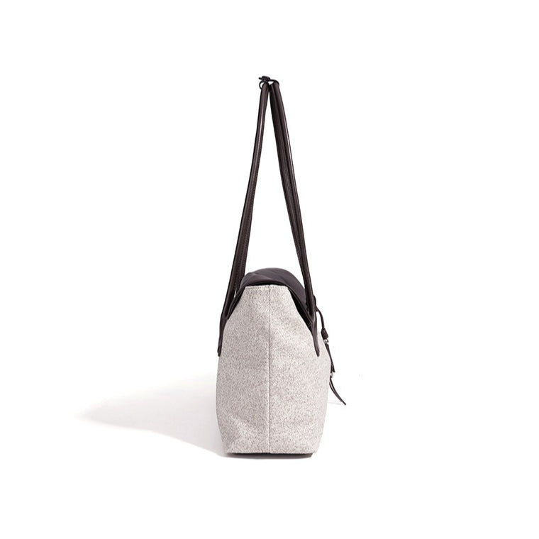 Women's Canvas Tote Bag with Genuine Leather Flap