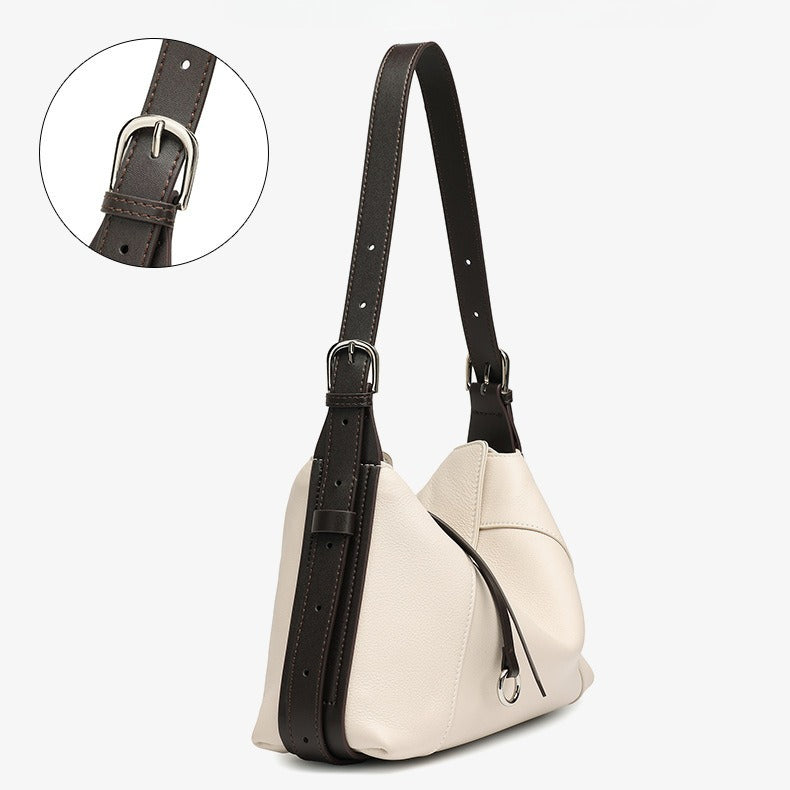 Women's Milled Cowhide Geometric Shoulder Bag with Ring Detail