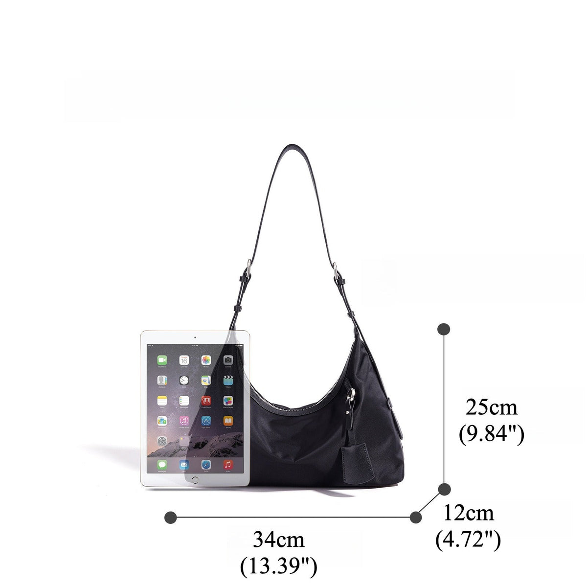 Women's Nylon Crescent Hobo Bag with Adjustable Strap