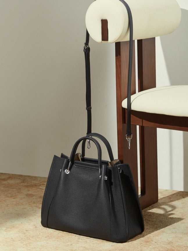 Women's Full-Grain Pebbled Cowhide Trapezoid Tote
