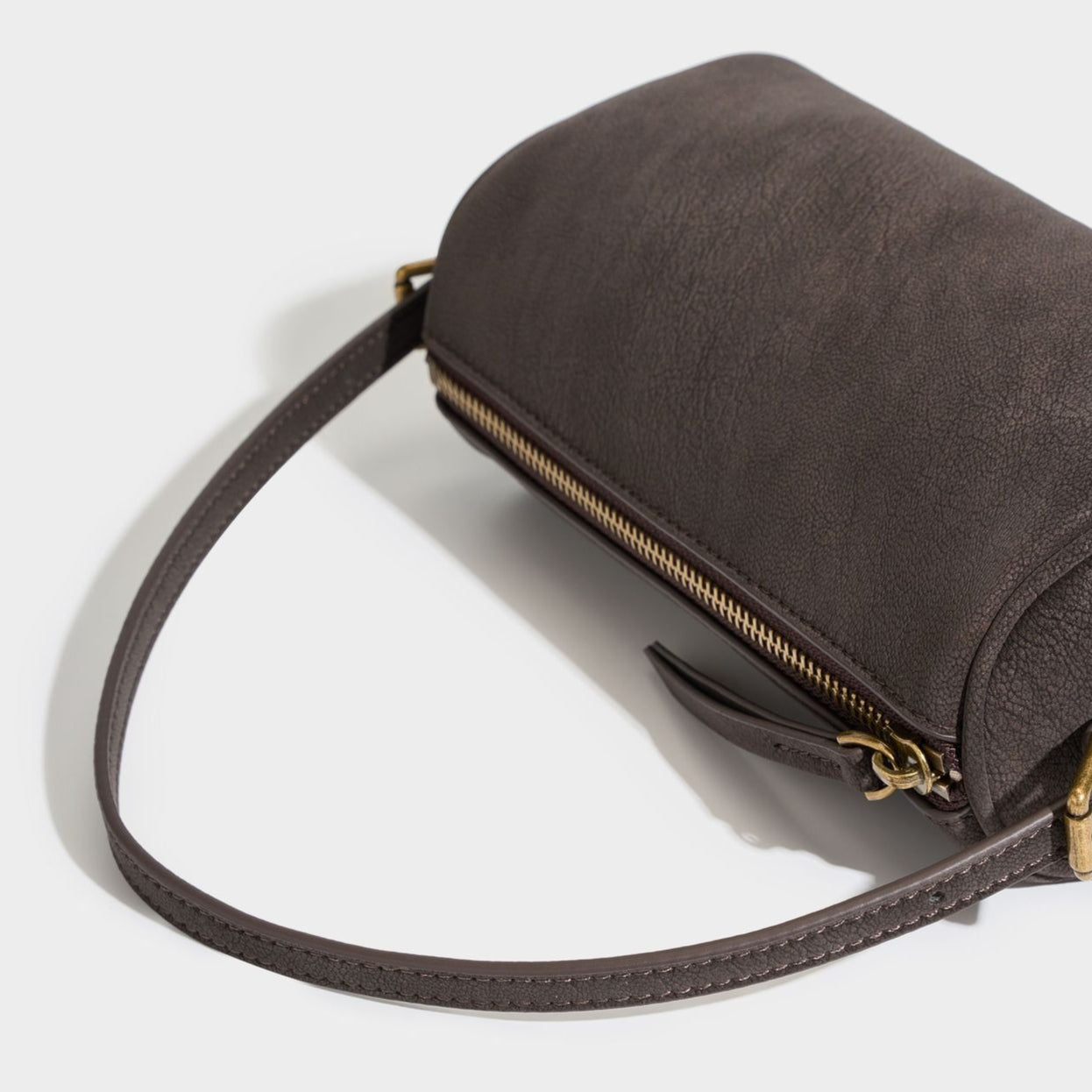 Women's Matte Cowhide Mini Cylinder Bag with Leather Charm