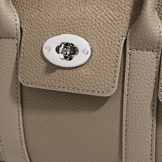 Women's Top-Grain Cowhide Vintage Twist-Lock Box Bag