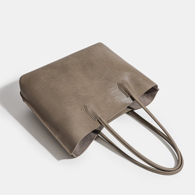 Women's Soft Cowhide Double-Compartment Slouch Tote